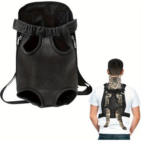 Zaino per gatti, zaino per gatti con aperture per le zampe, zaino per cani con cinghia pettorale, zaino per cani e gatti, borsa da viaggio per animali domestici, zaino con aperture per le zampe (1/5)