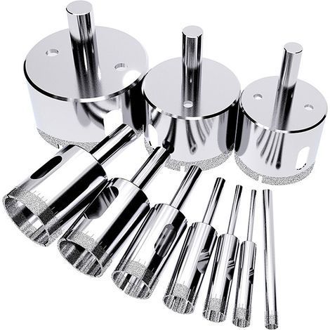 10 Pcs Scie-cloche Diamantée 6-50 mm – Coupe Verre, Porcelaine, Céramique, Pierre (1/5)
