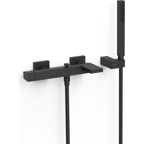 TRES 20217001NM SLIM Grifo Monomando Mural para Bañera y Ducha Color Negro Mate - ref: 20217001NM