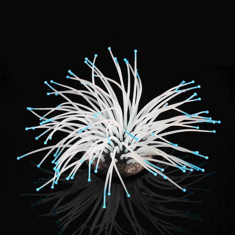 Décoration Aquarium Anémone Artificielle Luminescente Bleue Petite Taille pour Paysage de Récif Marin (1/5)