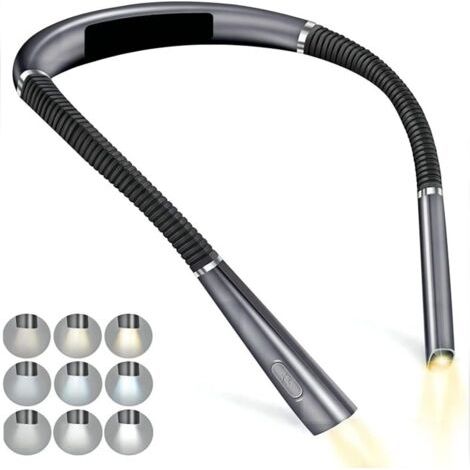 Wiederaufladbare Nackenleselampe, Lampe zum Lesen im Bett, 3 Farben, 3 Helligkeitsstufen, klappbare Arme, lange Lebensdauer, perfekt zum Lesen, Stricken, Reparieren (1/5)