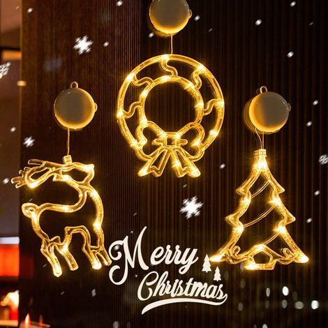 Luci di Natale con ventose - composizioni decorative - piccoli ornamenti da appendere per vetrine - decorazioni per l'albero di Natale e (1/5)
