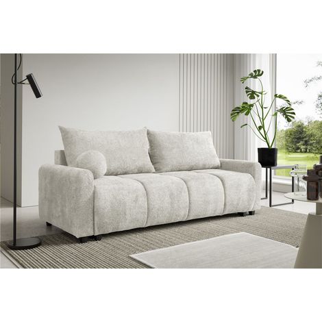 Sofa 3-Sitzer mit Schlaffunktion GIANA Stoff Soft Weiß