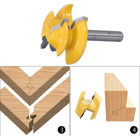 Fraise à tenon à 45 degrés, fraise à bois à queue de 1/4 de pouce, queue de 1-1/2 pouce. (1/5)