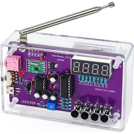Kit radio FM, kit d'entraînement à la soudure électronique DIY Kit de soudure Module radio récepteur Kit 87-108 MHz (avec étui) (1/5)