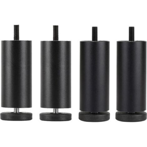 Anodized Aluminum Furniture Legs - Height 25cm - Round ABS Base - Increased Stability for Sofas and Coffee Tables - Black-25cm (1/5)