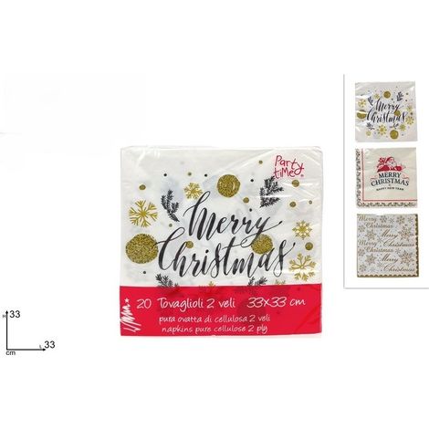Tovaglioli 2 Veli 33x33 20pz Fantasie Assortite DUE ESSE CHRISTMAS