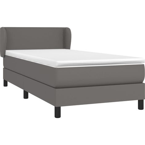 Sommier à lattes de lit avec matelas Gris 80x200 cm Similicuir vidaXL (1/5)