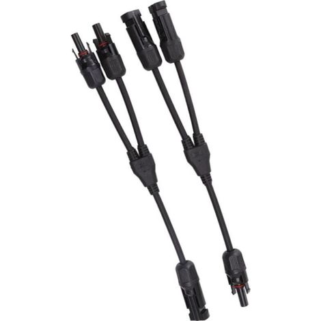 Black Solar Y Branch Connectors, 2PCS 1 to 2 Solar PV Splitter Parallel Adapter Cable Wire Socket 1000V DC (1/5)