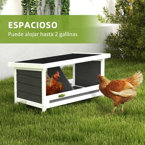 Nichoir en bois pour 2 poules. avec 2 compartiments et toit en asphalte gris. (1/5)