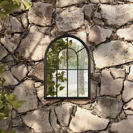 vidaXL Miroir de jardin Noir 60x45 cm Fer pour utilisation extérieure (1/5)