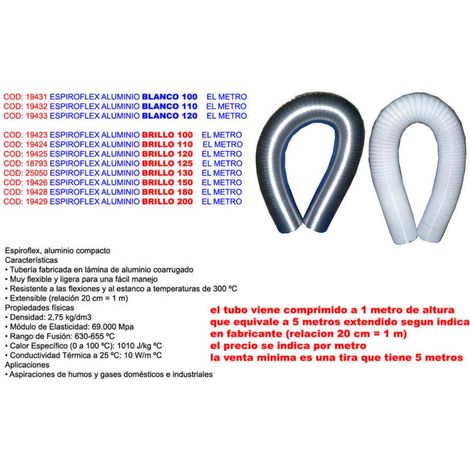 Tubo flessibile in alluminio per estrazione fumi lucido 150 mm al metro