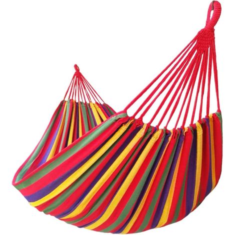 Hängematte für 2 Personen – 250 x 160 cm Canvas, 330 cm Gesamtlänge, max. Belastung 250 kg – Rot