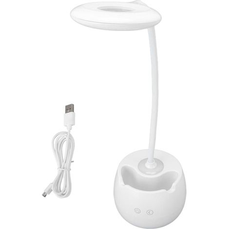 Wiederaufladbare LED-Schreibtischlampe mit USB-Anschluss, 3 Touch-Modi, sanftes Licht zum Lesen und für den Bürogebrauch, mit Stifthalter (1/5)