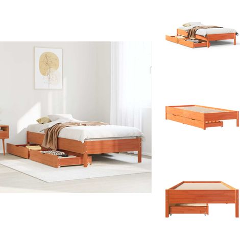 Cadre de lit sans matelas cire marron 100x200cm bois pin massif - Cadre De Lit - Cadres De Lit - Meuble De Chambre À Coucher - Lit (1/5)