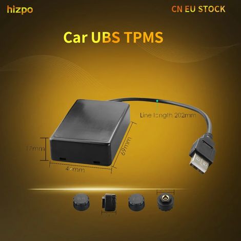 (TPMS externe) Hizpo EU Car USB (Système de surveillance de la pression des pneus) Compatible avec autoradio multimédia Android, système de navigation et écran intégré (1/5)