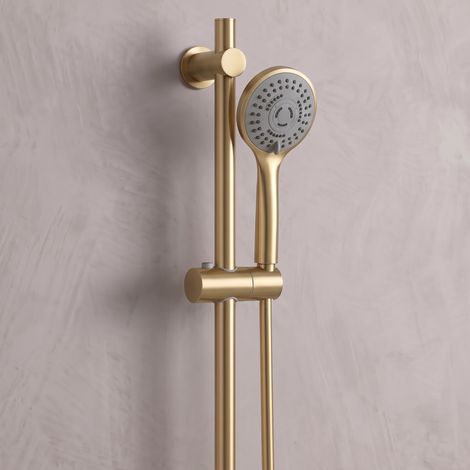 Signature Reflex Round Shower Slide Rail Kit with Three Function Handset - Brushed Brass (1/3)