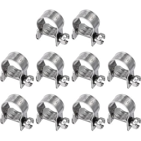 10pcs Collier De Serrage Pour Injection De Carburant 11-13mm Ajustable En Acier Inoxydable 304 Mini Attache De Tuyau Pour Automotive Agriculture Plomberie Diesel Essence Conduite (1/5)