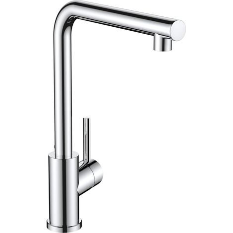 Robinet Cuisine, Mitigeur Cuisine avec Douchette Extractible, 2 Modes de Pulvérisation et Pivotante à 360°, En Forme de L Acier Inoxydable Monolevier Robinet Evier (1/5)