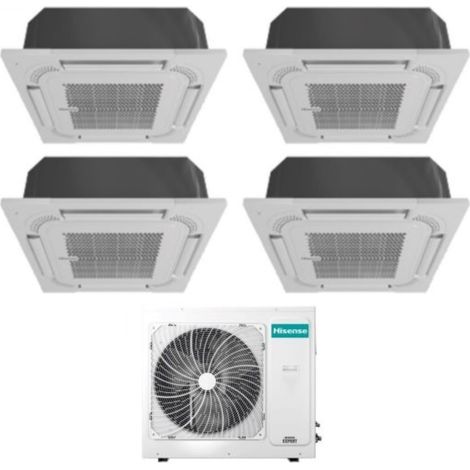 Aire acondicionado Hisense Quadri Split Cassette 9+9+9 con 4AMW81U4RAA R-32 Wi-Fi Opcional 9000+9000+9000 con mando a distancia y panel incluidos - Nuevo