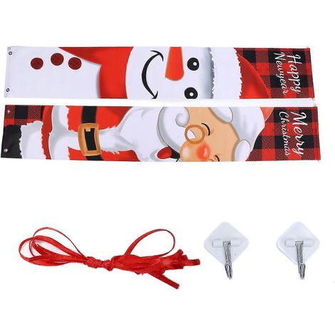 Décorations de Noël pour porche : Décorations de porte attrayantes avec flocons de neige et bonhommes de neige pour les fêtes de fin d'année. Père Noël. (1/4)