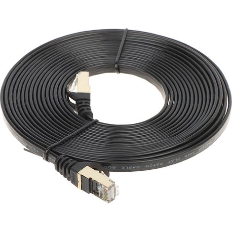 UNITEK Unitek C1897BK Câble plat Ethernet catégorie 7 avec connecteurs RJ45 plaqués or 100% cuivre SSTP Structure torsadée à double blindage Compatible avec 10GBaseT 5 m (C1897BK-5M)