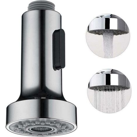 Rociador de grifo de cocina con 2 modos de pulverización, repuesto para grifo mezclador retráctil, cromado, G1/2" (1/3)