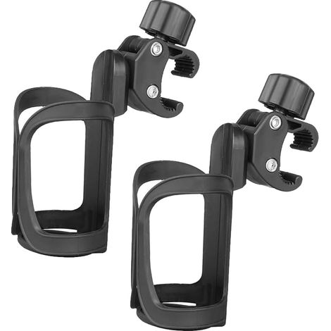 Lot de 2 porte-gobelets pour poussette - Porte-bidon rotatif à 360° - Convient aux vélos, poussettes et fauteuils roulants