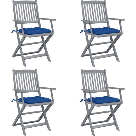 Klappbare Gartenstühle 4 Stk. mit Kissen Massivholz Akazie