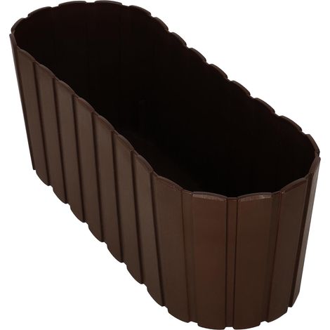 Vaso oblungo per fiori ed erbe aromatiche, ideale per balcone o terrazzo, colore marrone, 40 cm.