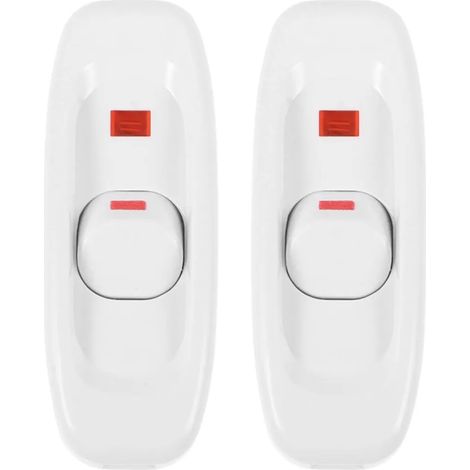 Lot de 2 Interrupteurs pour Lampe de Chevet Blanc 10a 250v Bouton Intégré Facile à Utiliser en Plastique jardin terrasse extérieur (1/5)