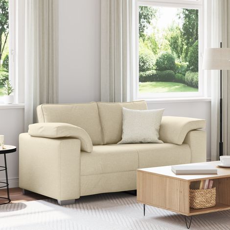 vidaXL Canapé deux places Crème 160 cm tissu