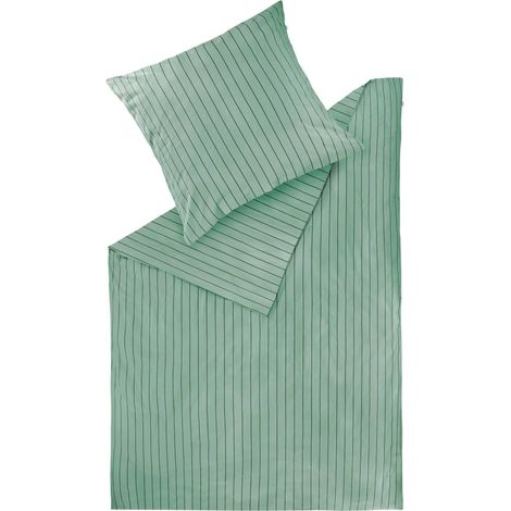 SCHÖNER WOHNEN Linge de lit d'hiver SOFT STRIPE - 1 pièce 135x200 cm, sauge