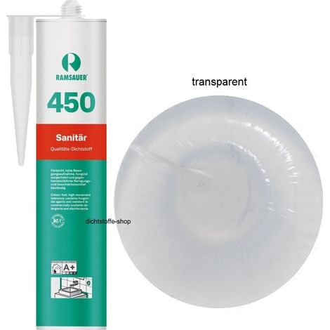 Ramsauer 450 Sanitär Silikon Fugen Dichtstoff 310ml Kartusche transparent (1/5)