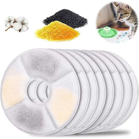 8 PCS Filtres de Remplacement pour Fontaine à Eau pour Animaux de Compagnie, Filtres avec Charbon Actif et Résine, pour Chat/Chien (1/4)