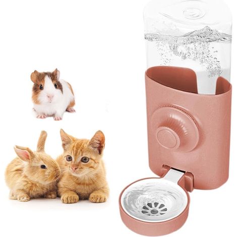 Bouteille d'eau pour petits animaux - Distributeur d'eau automatique - Bouteille d'eau pour hamster - Distributeur d'eau de 600 ml - (Rose) (1/5)