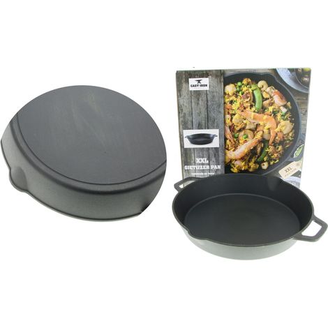 POÊLE EN FONTE TRÈS GRANDE POÊLE À FRIRE EN FONTE POUR LA CUISSON XXL LOURDE (1/5)