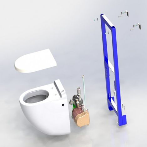 Watermatic – Cuvette suspendue broyeur intégré 500W – Châssis 447x996x100mm – Double chasse 2/4L – Pour espaces confinés (1/2)