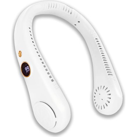 Ventilador de cuello de 5 velocidades con pantalla portátil y recargable (1/4)