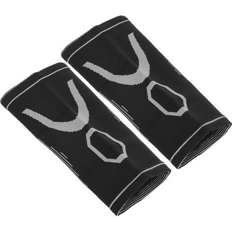 Lot de 2 genouillères souples en nylon pour enfants, chaudes, élastiques et respirantes (gris et noir) (1/5)