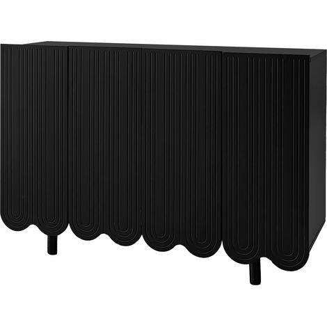 Aparador negro de MDF con 4 puertas y bisagras de cierre suave 120 x 37,5 x 80,8 cm (1/5)