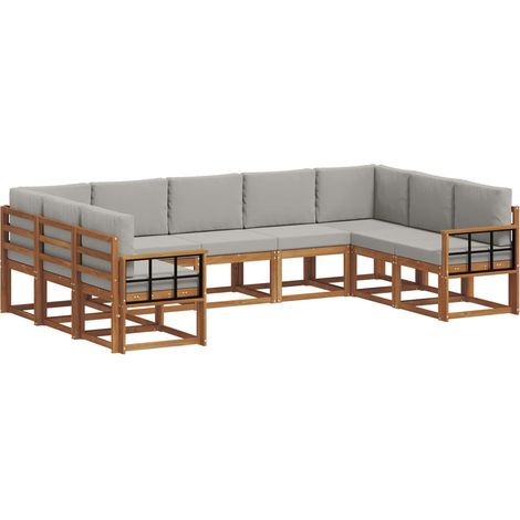 Conjunto de sofás de exterior 9 uds. Gris Natural y Claro vidaXL (1/5)