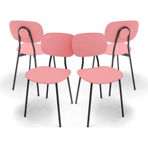 Fabriano ü Set mit 4 Designstühlen aus Metall und PP, moderner Stil, elegante Farbe Rose