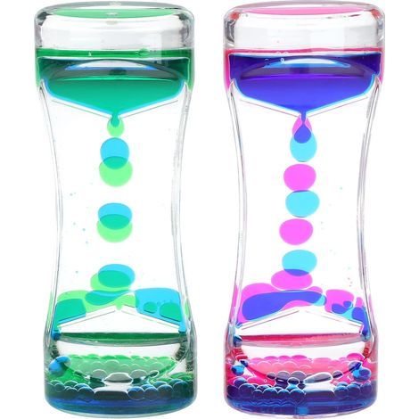 Timer sensoriale liquido, set di 2 clessidre liquide con movimento a bolle, bottiglia sensoriale, clessidra liquida per attività, relax e calma. (1/5)