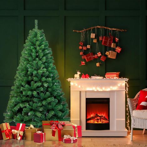 Jiubiaz Sapin de Noël artificiel réutilisable, vert, 180 cm, pied métallique et système de pliage, avec 770 aiguilles en PVC (1/5)