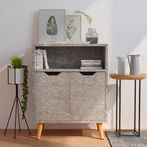 Buffet, Meuble de Rangement, Armoire de Cuisine Gris béton 60x30x72 cm Aggloméré RDS8223 (1/5)