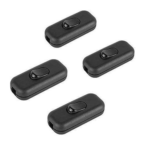Interruptor bipolar de 6 A, con cable en línea para pequeños electrodomésticos o lámparas, color negro (paquete de 4) (1/5)