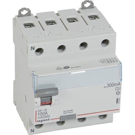 Legrand – Interrupteur différentiel tétrapolaire 400V 100A type A 300mA – Arrivée haute et départ bas à vis – 4 modules – Protection contre les défauts d'isolement (1/3)
