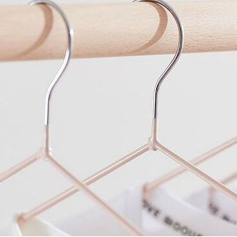 Lot de 10 cintres de 40 cm, étendoir à linge en acier inoxydable rose (1/5)