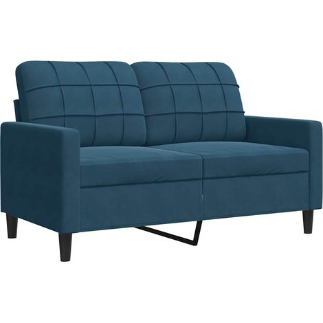Canapé Sofa à 2 places Bleu 120 cm Velours (1/5)